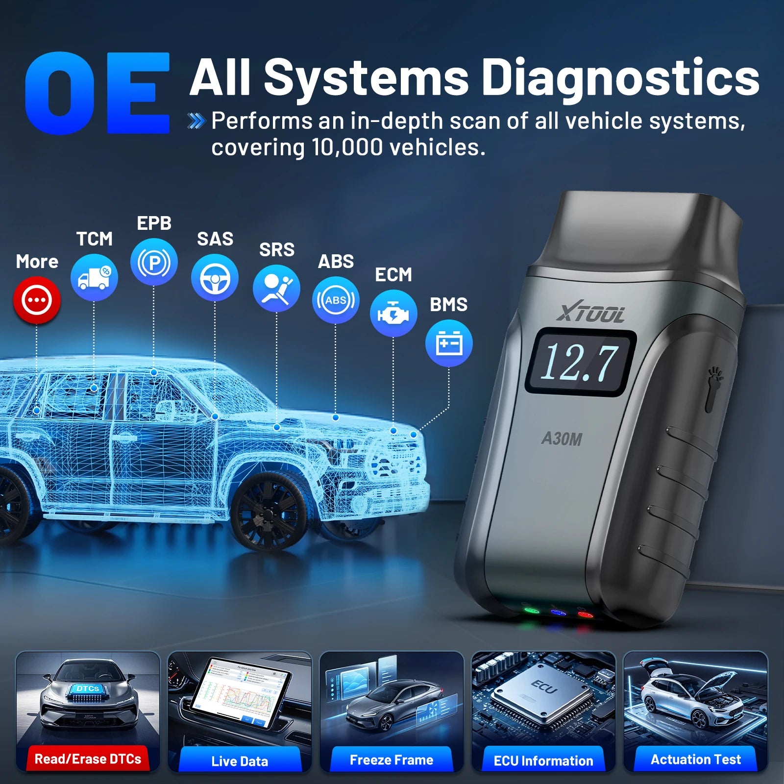 Anyscan A30M Bluetooth OBD2 Scanner Car Diagnostic Tools 26+ Reset Service Code Reader CANFD Protocol Lifetime Free Update