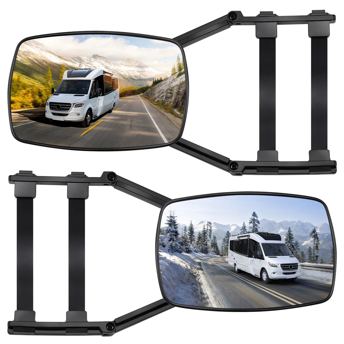360 Rotation Caravan Trailer Car Towing Mirror Adjustable Tow Duals Mirror Extension Strap Rear View Side Spots Blind Mirror