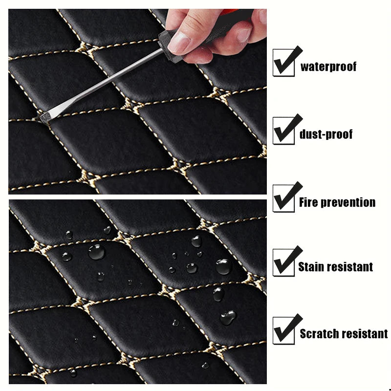Kcimo 5Pcs Car Floor Mats Universal PU Leather Waterproof Auto Foot Pad Protector Automobile Interior Car Interior Accessories
