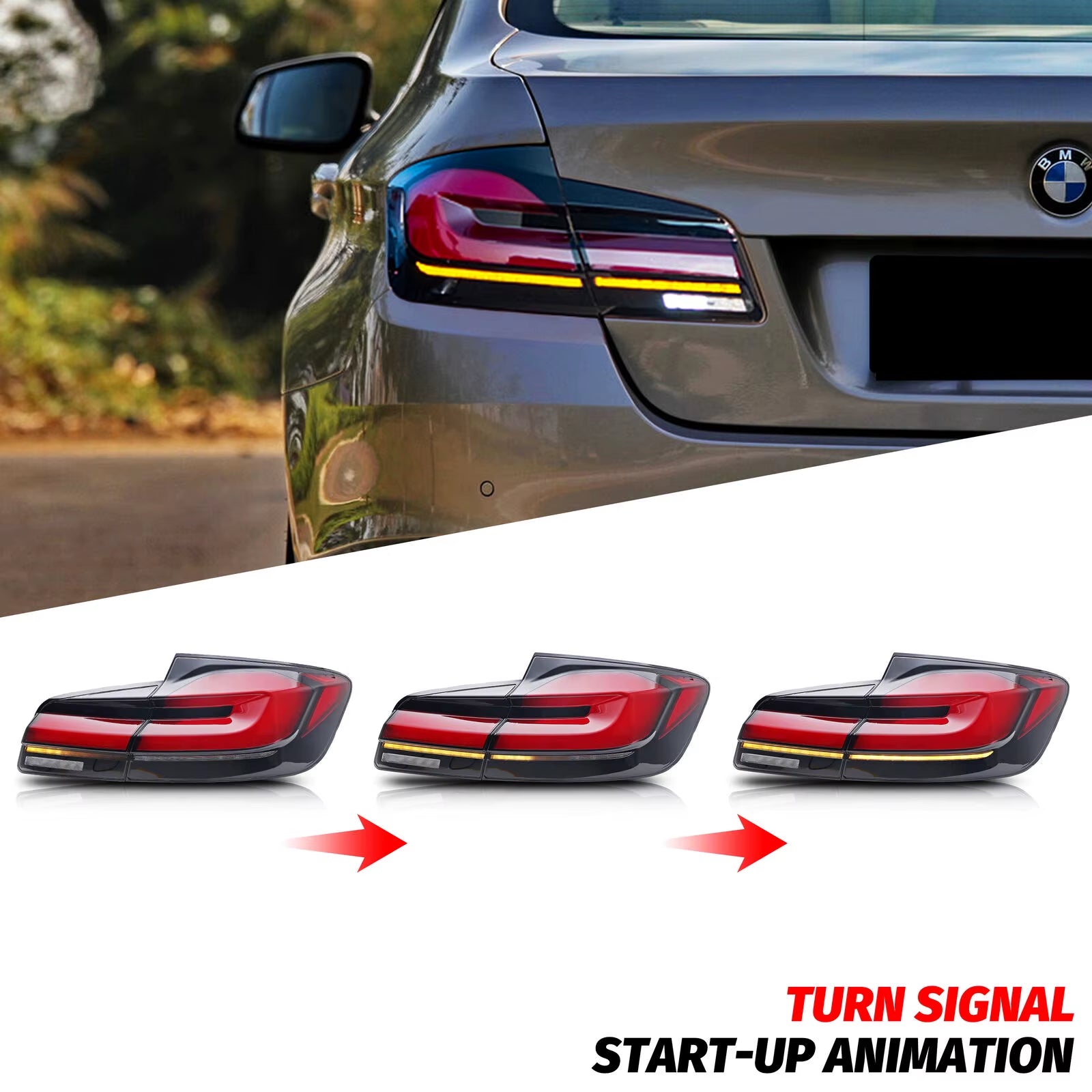 LED Tail Lights for BMW 5-Series F10 M5 2011-2016 Dynamic Animation Sequential Turn Signal Rear Lamps Assembly