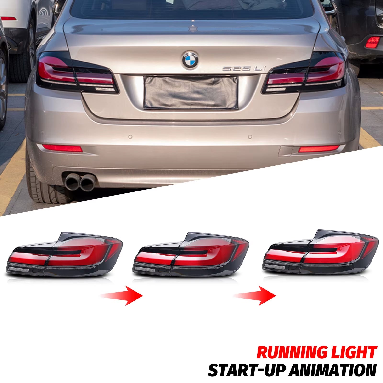 LED Tail Lights for BMW 5-Series F10 M5 2011-2016 Dynamic Animation Sequential Turn Signal Rear Lamps Assembly