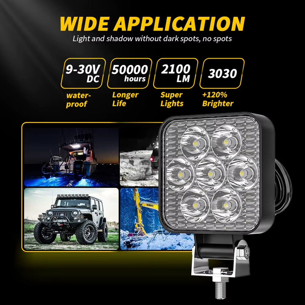 LED Motorcycle Headlight Offroad Truck Driving 21W Spotlights Fog Lights Universal Motorbike Auxiliary 6500K LED Driving Lamp