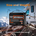 Lifepo4 Lithium Battery 12V 100AH MAX with 100A BMS Protect Portable for Vans, RV, Golf Cart, Touring Car, Marine, Etc